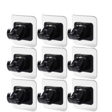 Adhesive Wall Hooks No Drill Curtain Rod Brackets 12pcs Strong Hold Adjustable Shower Home Storage Black
