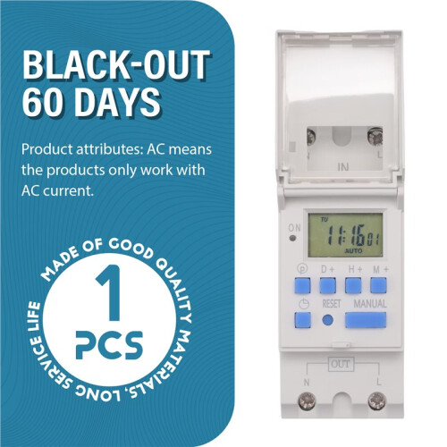 TOMZN Din Rail 2 Wire Weekly 7 Days Programmable Digital   Relay Timer Control  Relay AC 220V 30A 1