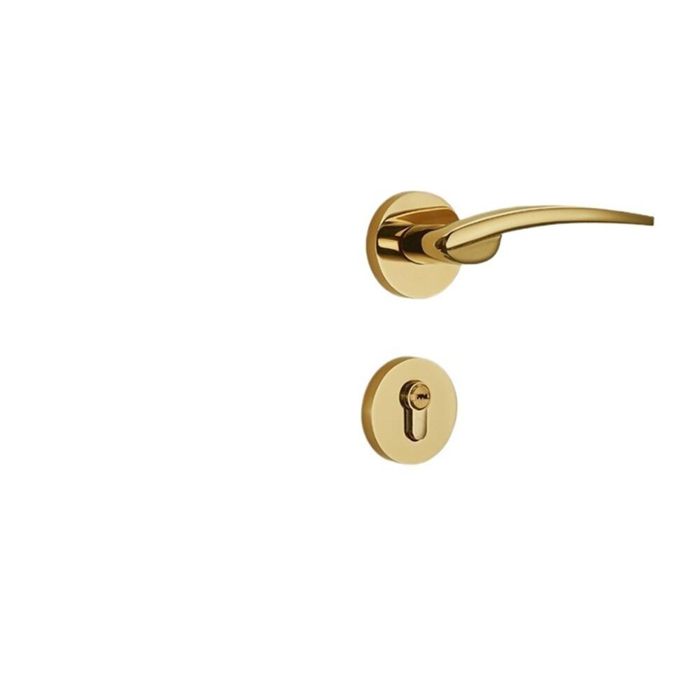 Bright Gold Bedroom Door Lock 3550Mm Silent Magnetic Keyed Privacy Interior Lever Handle Set 9073542841616