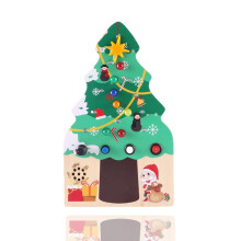 Montessori Busy Board with LED Light Switches, Wooden Christmas Tree Activity Toy for Toddlers