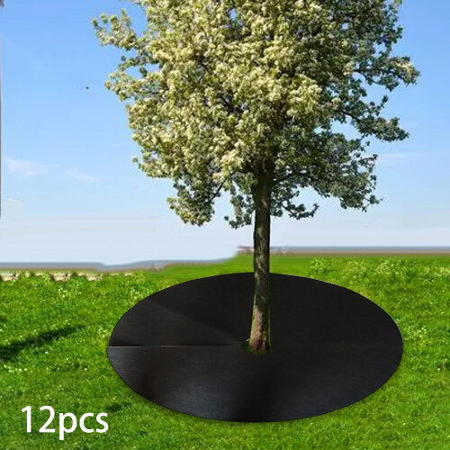 12 Pack Non Woven Tree Mulch Rings Weed Control Mats Reusable Garden Root Protector 25cm Diameter 1