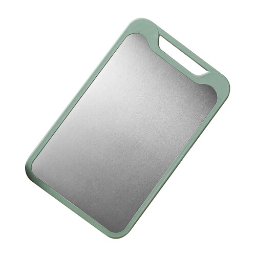 Double-Sided Stainless Steel Cutting Board with Plastic Base - Small Green