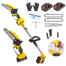 21V Brushless Cordless Pole Saw 2in1 Mini Chainsaw, Dual Battery, Adjustable Extension Pole for Tree Trimming