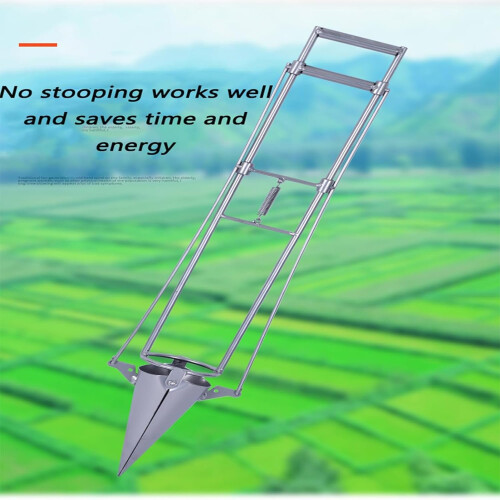 80cm Long Handle Bulb Planter Tool, Durable Iron Vegetable Seedling Transplanter for Garden 1
