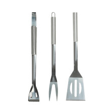 BBQ Tool Set of 3 Premium Barbecue Utensils BBQ Food Turner Tong and Fork Stainless Steel BBQ Tool Set With Hanging Loops Camping Utensils