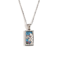 Colorful Zodiacal Tarot Square Necklace Silver Color-8