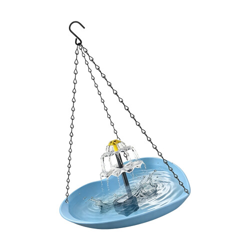 Decorative Solar Birdbath For Balcony Camping Sun-Blue