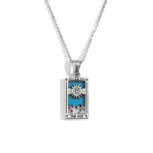 Vintage Tarot Card Square Pendant Necklace Silver Color With-2