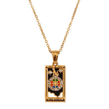 Elegant Retro Tarot Square Pendant Necklace Perfect Gift For-11