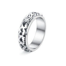 Fidget Spinner Ring for Anxiety Relief Stainless Steel Anti Anxiety Ring with Hollow Heart Flower Design