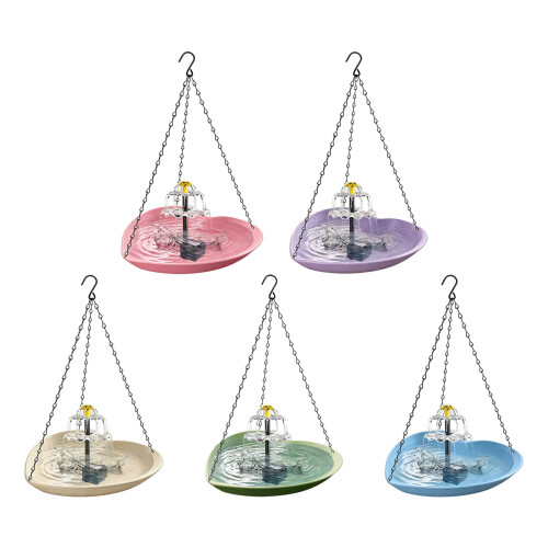 Solar Power Bird Water Cascading Bowl Multifunction-Green 1