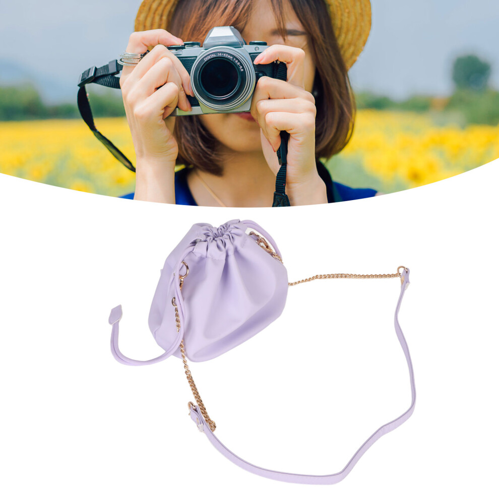 Camera Pu Leather Drawstring Bag 183G Purple 4311393503136