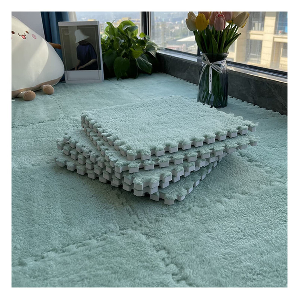 Plush Interlocking Foam Floor Mat 12X12 Soft Eva Puzzle Tiles For Living Room Kids 50Pcs Green