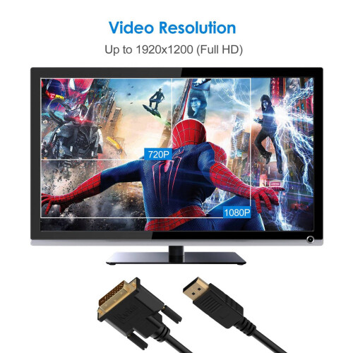 2X  (DP) to DVI Cable, Gold Plated, 6 Feet 2