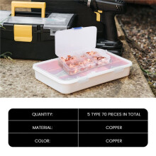 Open Copper Ring Lug Terminals Wire Crimp Connector Assortment Kit OT 10A 20A 30A 40A 50A (Pack of 70)