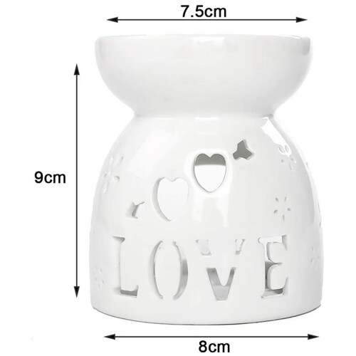 2X Ceramic Diffuser Candle Burner Ceramic Burning Essential Oils Diffusers Aromatic Lamp -Love 2