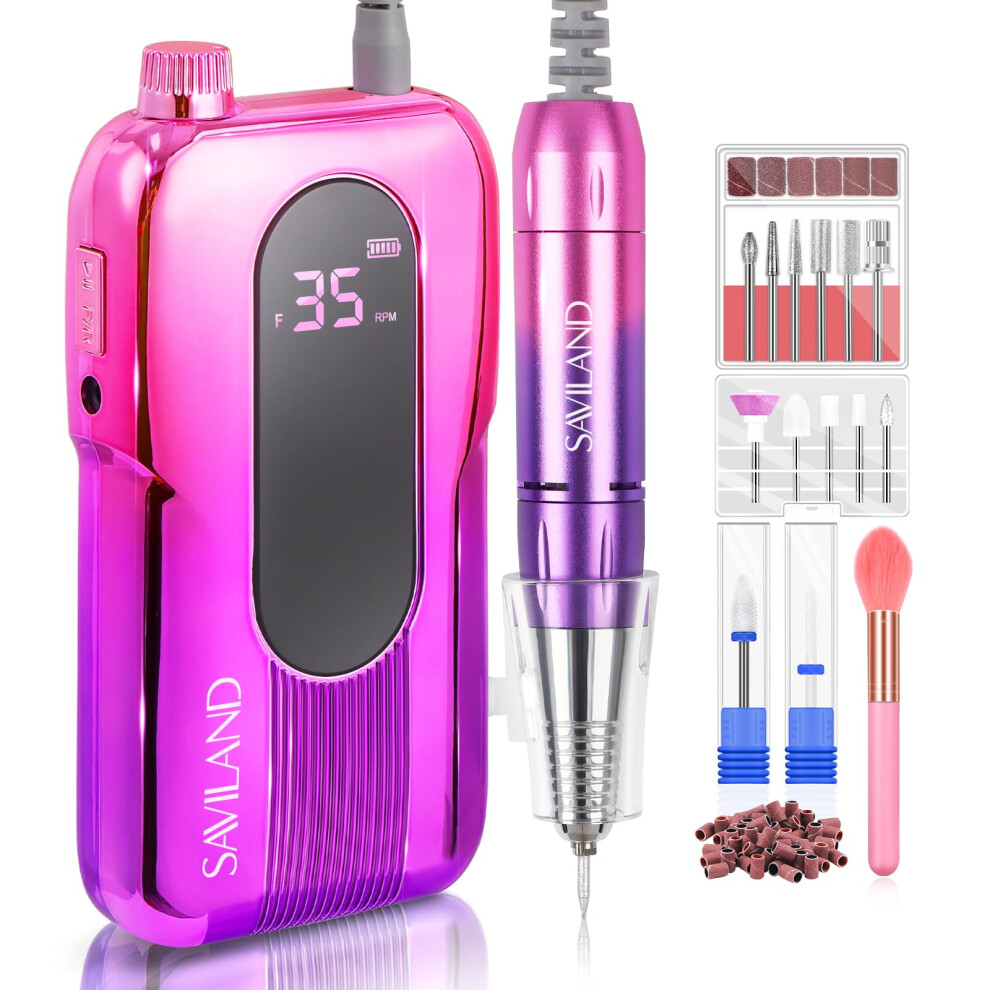 Electric Nail Drill 35000RPM Professional Rechargeable Nail Drill Kit for Acrylic Nails Manicure Pedicure