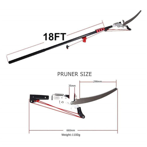 Telescopic Tree Pruner with Saw Blade, 24ft Extendable Pole Lopper for Tall Trees 2