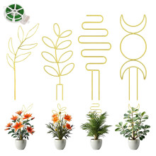 4Pcs Metal Plant Trellis Set for Potted Climbing Plants, Gold Indoor Plant Support, Rust‑Resistant Frame