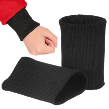 1Paar Stretch Polyester Rib Manchetten Zwart Voor Jas, DIY