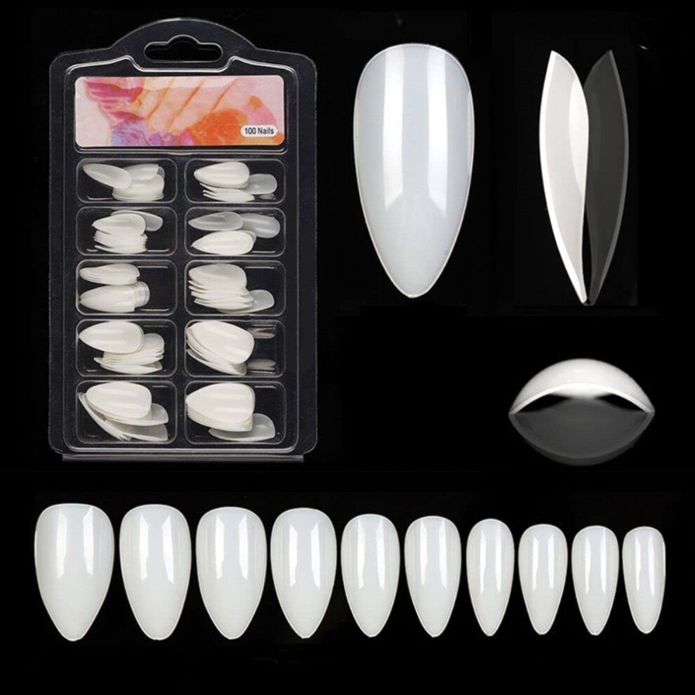 100pcs Clear Medium Length Press on Nails Full Cover False Nail Tips with Box for Salon DIY Use