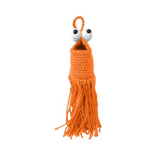 Crochet Plant Hanger with Whimsical Martian Design, Handmade Orange Basket Wall Organizer, 3 Sizes