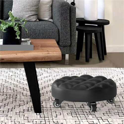 Rolling Mechanic Stool with Smooth Casters, Low Profile Work Seat for Car , Black 1
