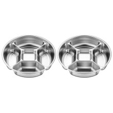 2-Pack Stainless Steel Divided Plates, 5-Section Unbreakable Metal Serving Tray