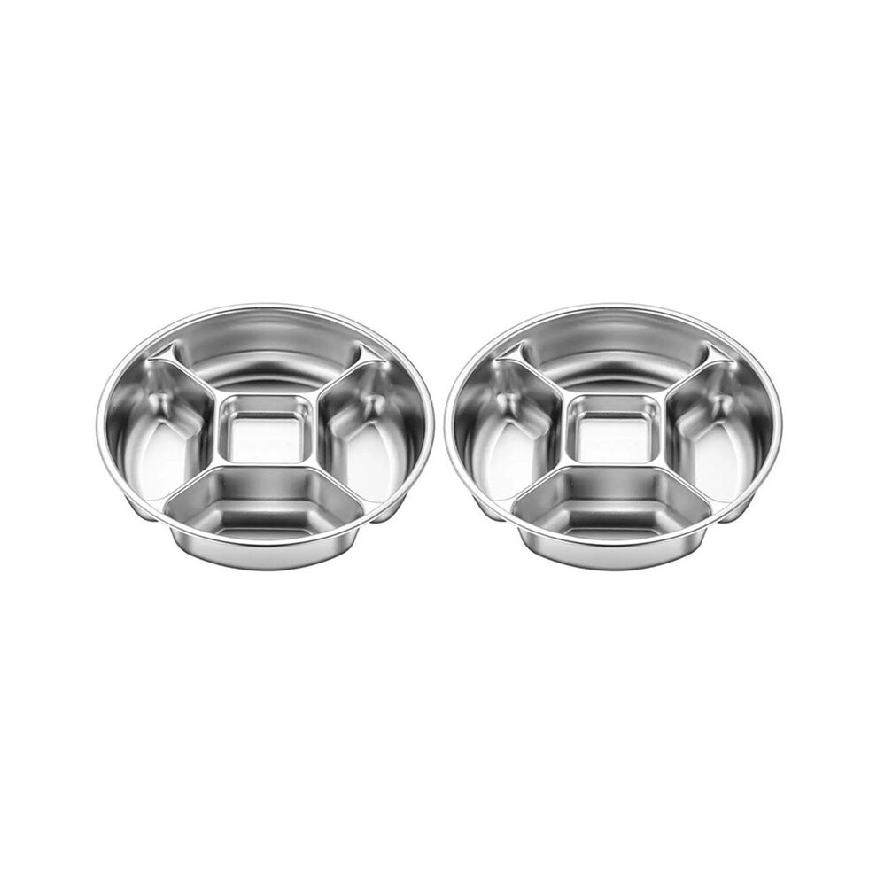 2-Pack Stainless Steel Divided Plates, 5-Section Unbreakable Metal Serving Tray 4711181699360