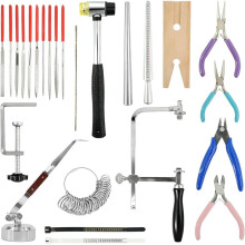 Jewelers Tools Set with Ring Sizer Mandrel Measuring Tool,Blades Saw Frame, Mallet Hammer, for Jewelry Making and Repair