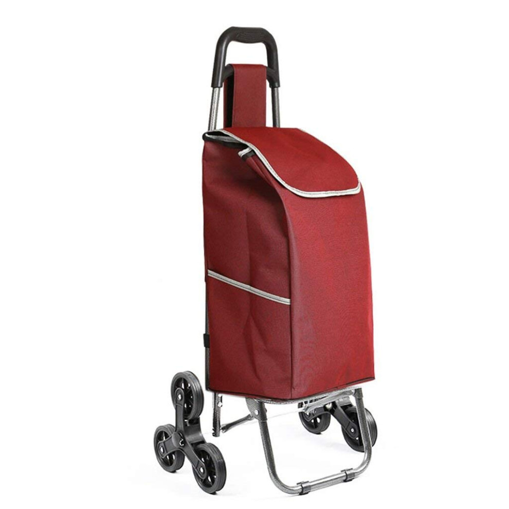Fuchsia Folding Shopping Cart With Stair Climbing Wheels, Lightweight Grocery Trolley For Seniors