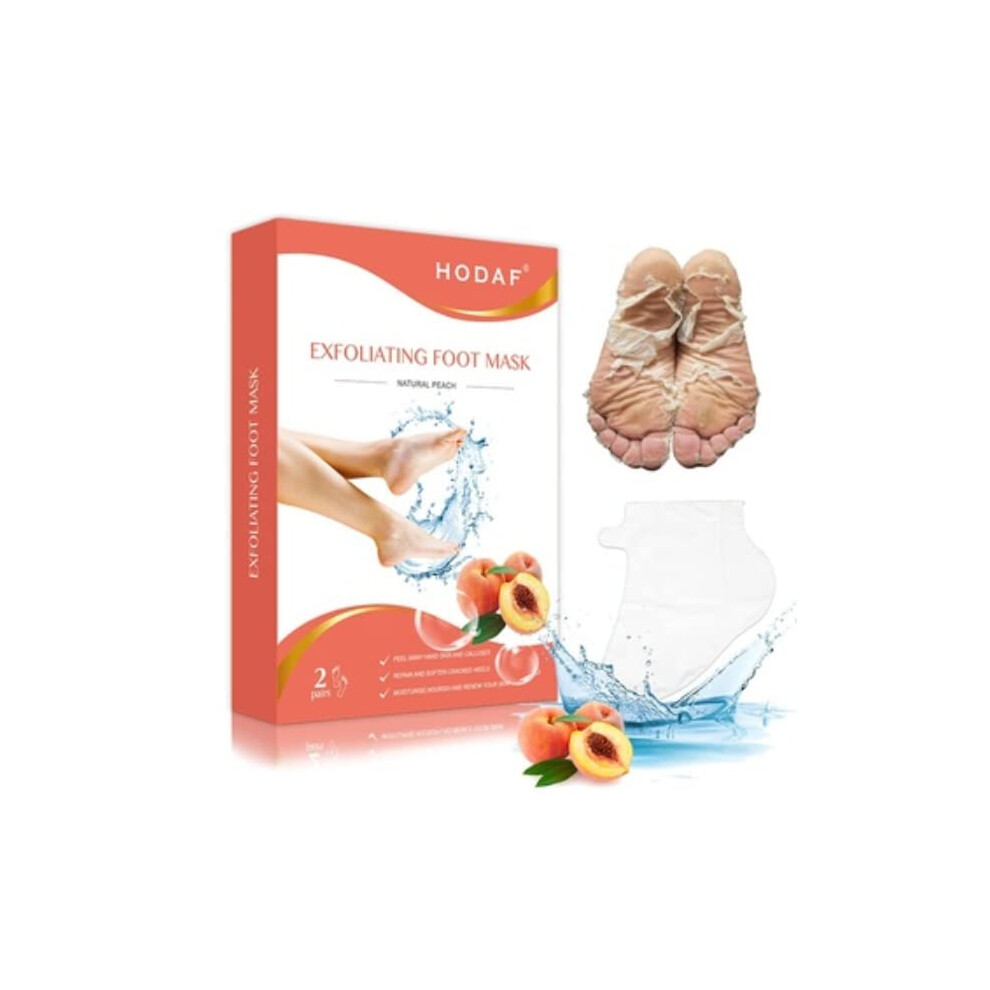 Foot Peel Mask 2 Pack, Exfoliating Foot Mask with Peach and Lavender Scent for Deep Dead Skin Removal and Baby Soft Feet