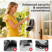 Light Key Lock Box - Waterproof Wall Mount Portable 4-Digit Combination Key Safe Storage for Outdoor/Home/Emergency