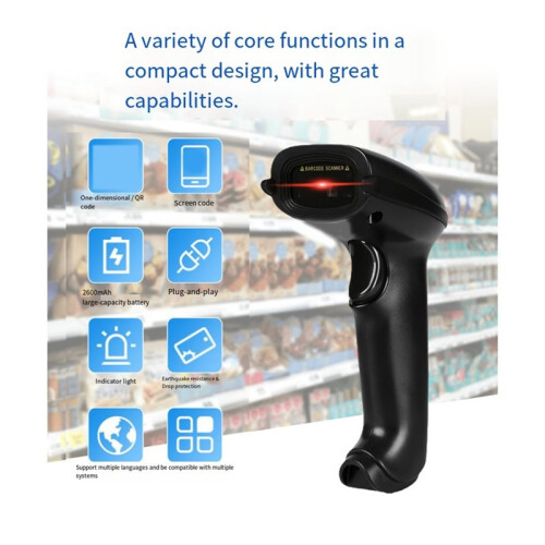 1D 2D Barcode Scanner Wired Wireless  Bar Code Reader Omni-Directional Scanning for Supermarket Logistics 2