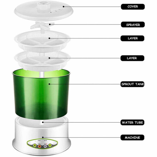 Automatic Bean Sprout Maker with 360 Rotating Design, Automatic Temperature Control, Fast Germination for Home Growing 1