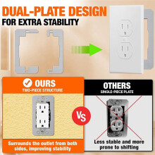 Dual-Plate Wall Plate Spacers, 10Pcs Stainless Steel Flush Fit Device Leveling Plate for Electrical Outlet Repair