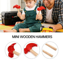 2Pcs Wooden Toy Hammer Set for Kids, Safe with Rounded Edges - Ideal for & Skill Development