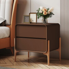 Modern Dark Brown Bedside Table with 2 Drawers, Space‑Saving Nightstand for Bedroom 30x40x50cm