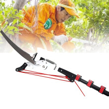 Telescopic Tree Pruner Pole 24FT with Hardened SK5 Blade, Extendable Aluminum Handle and Ratchet Cutting Mechanism