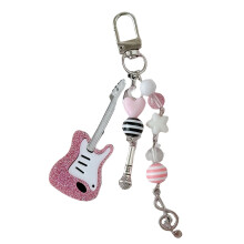 Handmade Violin Keychain with Colorful Beads, Durable Alloy Phone Charm for Bags and Decorative Use
