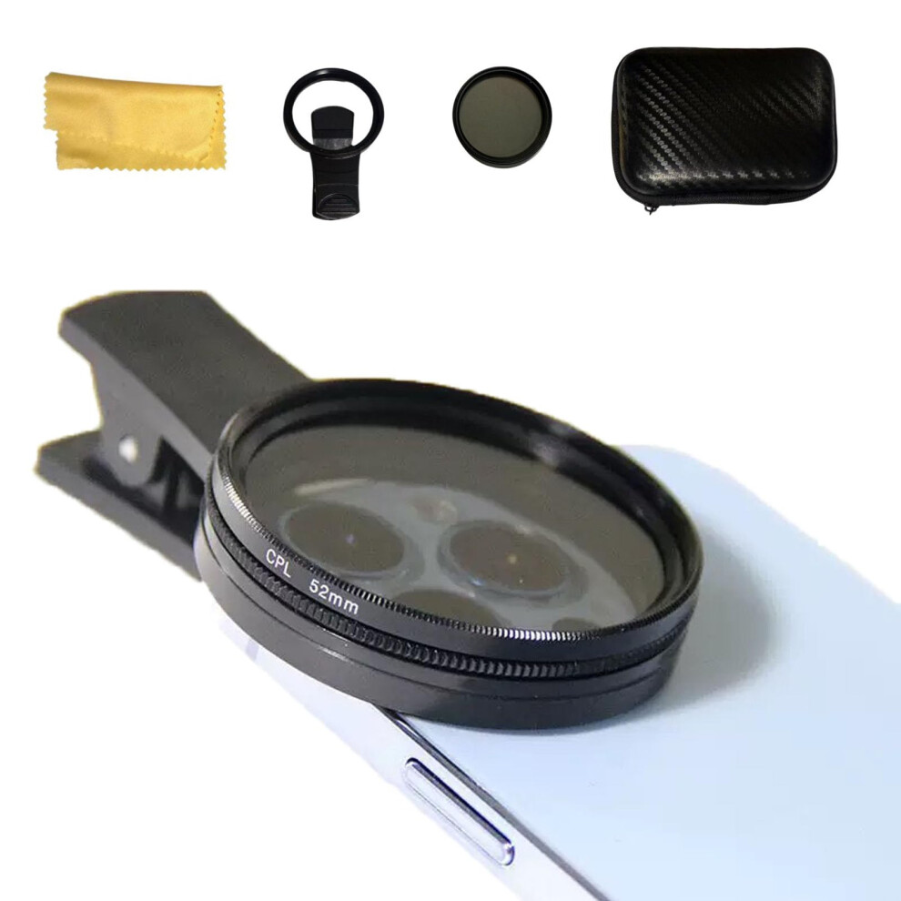 52Mm Clipon Cpl Phone Camera Lens Filter, Circular Polarizer For Iphone Samsung, Glare Reduction And Color Enhancement 9073542843603