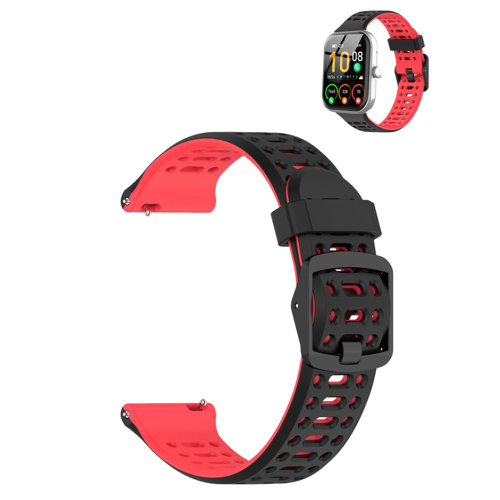 Smartwatch Band For Coucur Y66 1.95 Inch, Sport Silicone Watch Strap With Quickrelease, Breathable Soft Black Red Replacement Black,Red 9073542843665