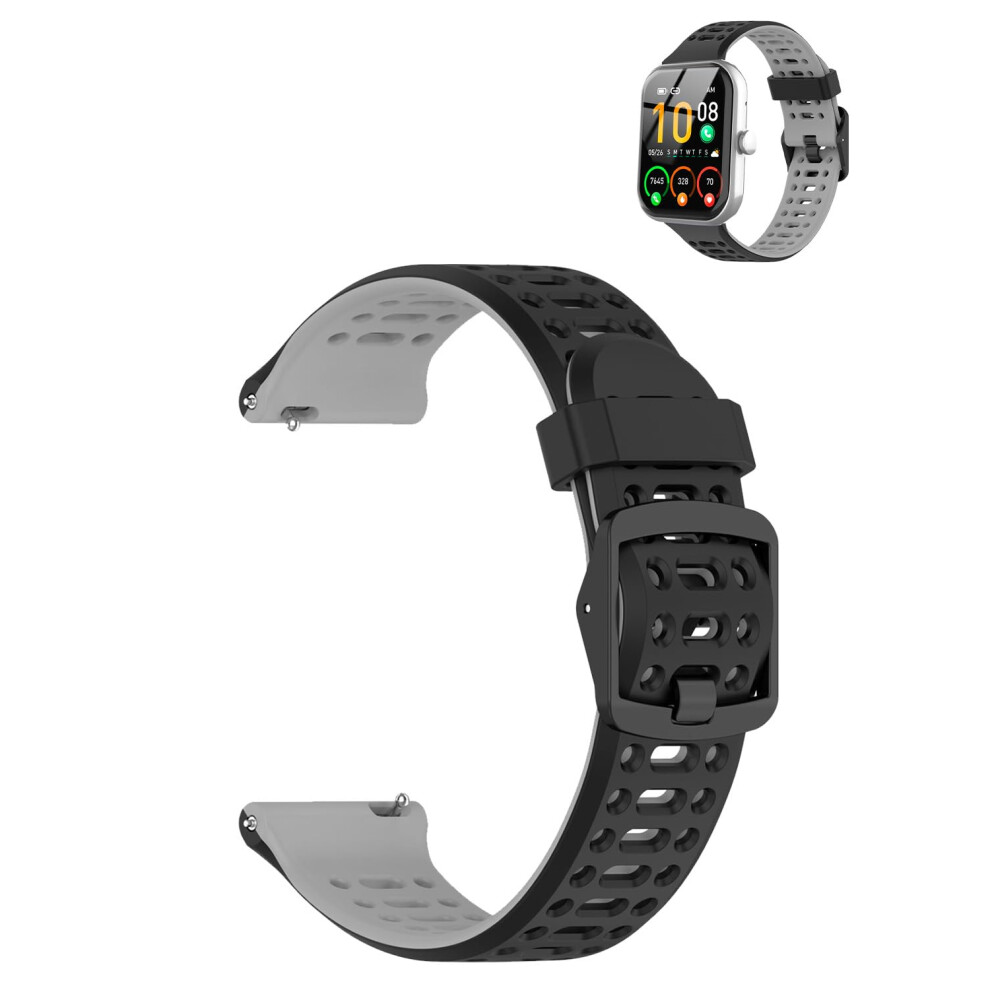Smartwatch Band For Coucur Y66 1.95 Inch, Quickrelease Breathable Sport Silicone Strap, Adjustable Black Grey Replacement Wristband Black,Grey 9073542843832