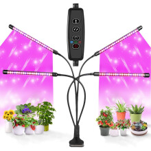 80W Full Spectrum 4 Head LED Grow Light with Adjustable Tripod Stand and Auto On/Off Timer for Indoor Plants