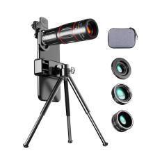 4 in 1 Phone Camera Lens Kit 28X Wide Angle 0.6X Macro 198 Fisheye Universal Clip On Lens for iPhone Android