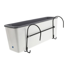 Self Watering Window Planter Box with Drainage Tray, Rectangular Plastic Herb Pot for Indoor Outdoor Gardening
