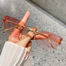 (Pink)Occhiali da sole esagonali con montatura in metallo e Uv400 per festival e street fashion