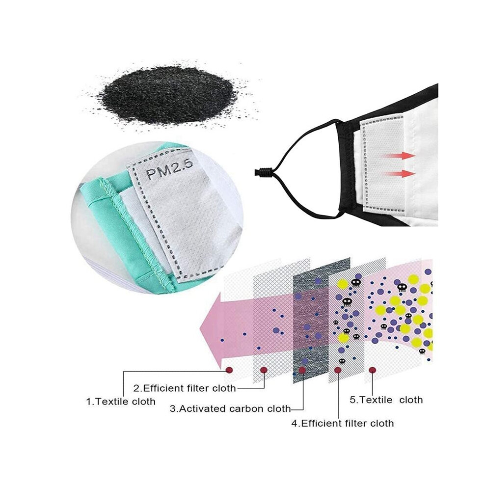 100Pcs PM2.5 Mask Filters 5 Layers Activated Carbon Non-Woven Mask Filters, Adult for Outdoor Activities Replaceable