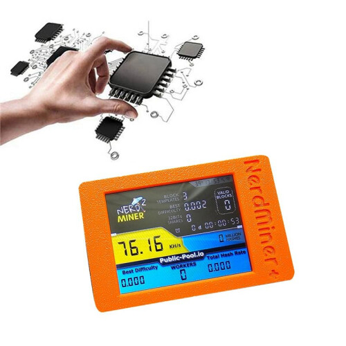Para Nerdminer 77K/S Hashrate com Tela de 2,8 Polegadas BTC Lottery Solo Miner Bitcoin Nerd Miner para BTC Miner Orange 2