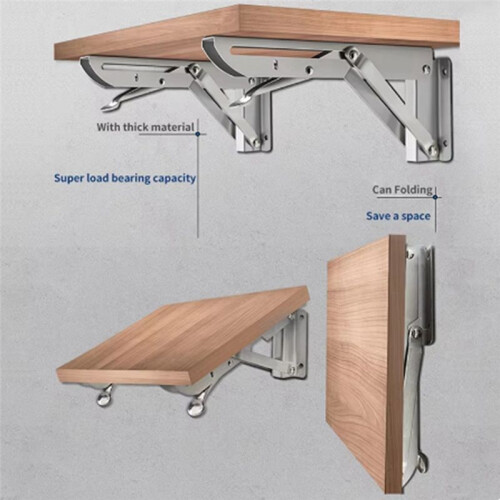 Stainless Steel Folding Angle Bracket Triangle Shelf Heavy Support Adjustable Wall Mounted Stand 14inch 2